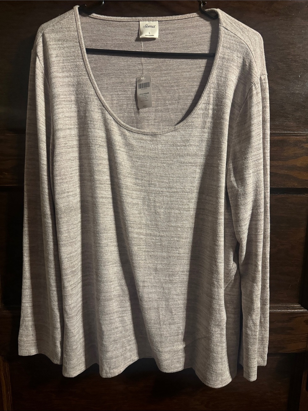 Soma Light Gray Scoop Neck Long Sleeve Pajama Top
